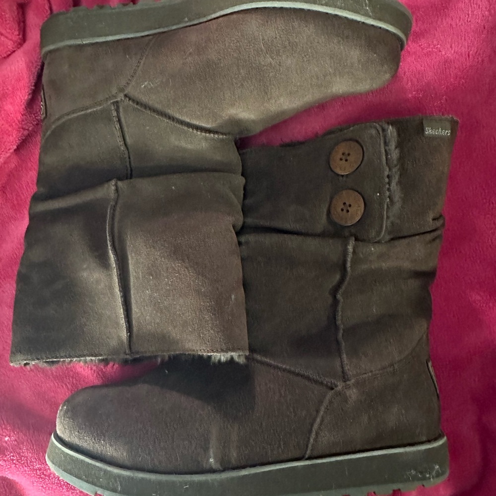 Warm fuzzy Skechers boots